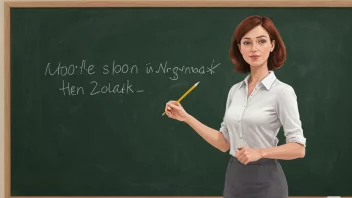 En lærer som skriver på en tavle i et klasserom.