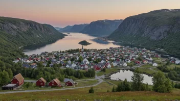 Et pittoreskt norsk tettsted med en skilt som viser navnet Kokstads