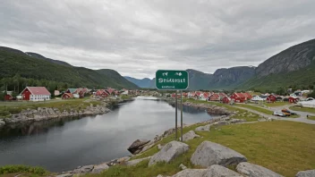En malerisk norsk by eller landsby med en fremtredende visning av navnet 'Spikkestads'.