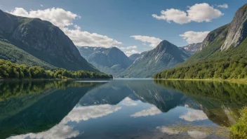 En fredelig og malerisk utsikt over Vemundsjøen, en innsjø i Norge.