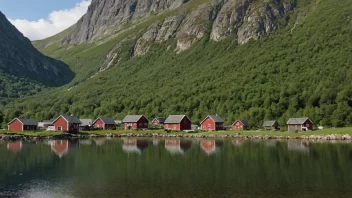 En malerisk landsby omgitt av fjell og skog