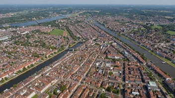 Flyfoto av byen Emden, Tyskland