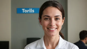 En kvinne med et vennlig smil og en navnelapp med navnet Torils