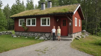 En familie som står utenfor hjemmet sitt i Norge