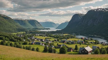 Et pittoreskt landskap av den norske landsbygda.