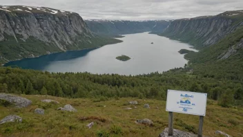 Et fredelig norsk landskap med en hint om Mjølviks' beliggenhet