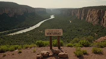 Et vakkert landskap med en skilt som indikerer Venturas