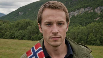 En person med et norsk flagg i bakgrunnen, med navnet Jardar skrevet i tykke bokstaver.