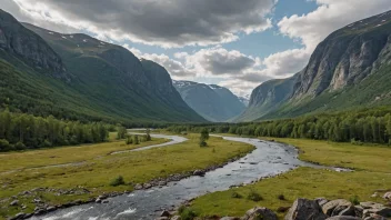Et malerisk dalføre i Norge med en fredelig atmosfære.