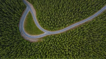 En svingende vei eller en kurve i en vei i et naturskjønt område, muligens i Hæstad-området