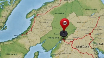 Et kart over Norge med en lokasjon merket 'Ueland'
