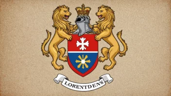 Et familievåpen med et skjold og en krone, med navnet Lorentzens i en tykk skrift.