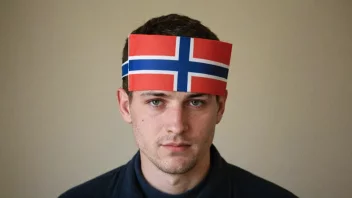 Et bilde av en person med etternavnet Radich, med et norsk flagg i bakgrunnen.