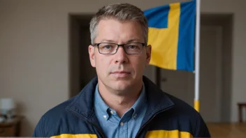 En person med etternavnet Hultgren, med et svensk flagg i bakgrunnen.