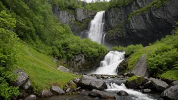 Follafoss foss i Norge, kjent for sin naturskjønnhet og maleriske omgivelser.