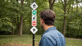 En person ser forvirret på et skilt med forkortelsen HiAs, noe som indikerer de flere mulige betydningene av begrepet.