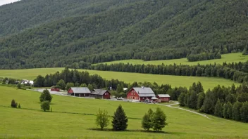 En malerisk gård på landsbygda i Buskerud