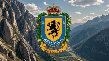 Et majestetisk fjell eller et familievåpen med navnet Hellbergs