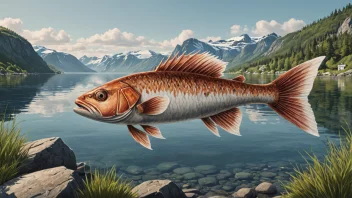 Et bilde av en norsk fisk eller en lokal artefakt, med en naturskjønn norsk bakgrunn.