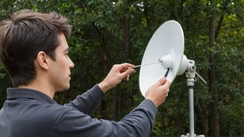 En person justerer en parabolantenne for å optimalisere signalmottaket