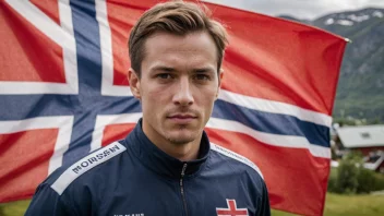 Et bilde av en person med etternavnet Monsens, med en norsk bakgrunn eller flagg.