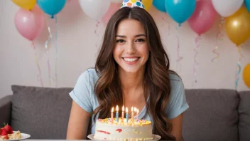 En kvinne feirer bursdagen sin.