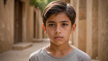 Et portrett av en gutt med en bestemt uttrykk, som symboliserer styrke og mot.