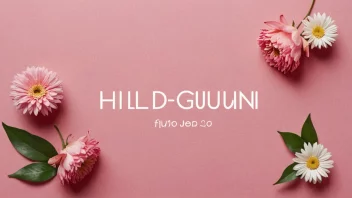 Et kvinnelig fornavn Hildegunn skrevet i fet skrift på en rosa bakgrunn med noen blomster rundt.