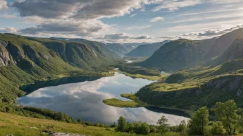 Et pittoreskt landskap av Flatdalsdalen i Norge.