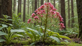 En fargerik og detaljert illustrasjon av en knalløpet-plante, som viser dens unike egenskaper.