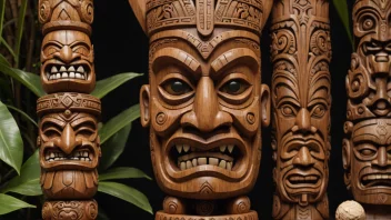 En Tiki-skulptur, som symboliserer polynesisk kunst og kultur.