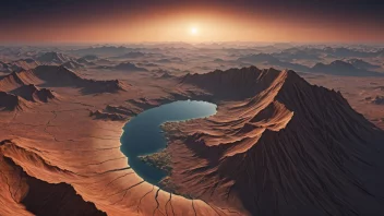 En terrestrisk planet med fast overflate, med fjell og daler.