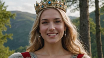 Et bilde av en sterk og glad kvinne som bærer en krone, representerer navnet Magnhild