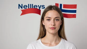 Bildet viser det kvinnelige fornavnet Nellys skrevet i fet skrift på en hvit bakgrunn med et norsk flagg