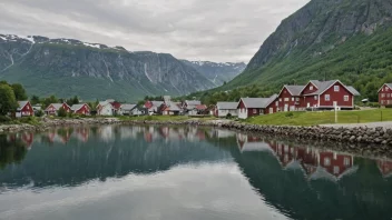 Et pittoreskt norsk tettsted eller landsby med en skilt eller bygning som viser navnet Kolbus.