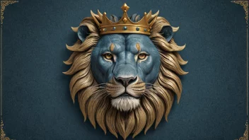Et bilde som representerer navnet Leonard, med et løvehode og en krone, som formidler meningen med mot og styrke.