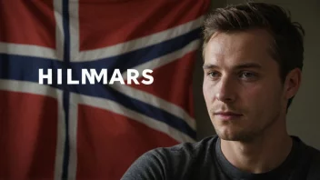 En person med et norsk flagg i bakgrunnen, med navnet Hilmars skrevet i tykke bokstaver.