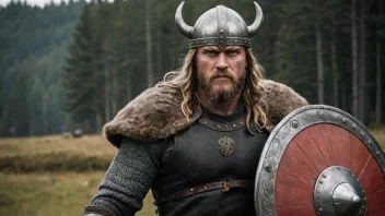 En vikingkriger med sverd og skjold, som representerer det norske navnet Kjetils.