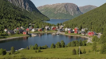 Et pittoreskt norsk tettsted eller landsby med en tydelig indikasjon av navnet 'Brynestads'.