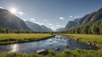 Et fredelig landskap av Hjelldalen, som viser dets naturskjønnhet.