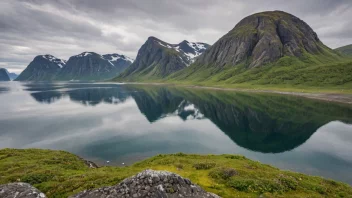Et malerisk bilde av Mayen øy i Den arktiske kysten av Norge.