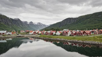 Et pittoreskt norsk tettsted eller landsby med navnet 'Hervik' fremtredende.