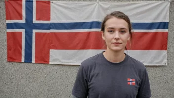 En person med etternavnet Hartvigs, med et norsk flagg i bakgrunnen