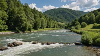 Et idyllisk landskap av Rossbach-elven som renner gjennom en liten by i Tyskland