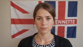 En kvinne med et norsk flagg i bakgrunnen, med navnet Jeanette skrevet i tykke bokstaver.