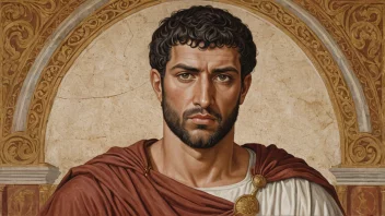 Et bilde av en mann med navnet Tatianus, med en klassisk romersk bakgrunn.