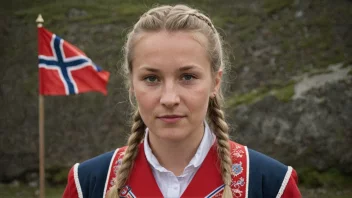 En person med etternavnet Ludvigsen, med et norsk flagg eller en tradisjonell norsk drakt i bakgrunnen.