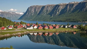 Et pittoreskt norsk landsby eller by med en skilt eller landemerke med navnet Garmo.