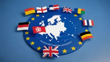 EEC-logoen på en bakgrunn av europeiske flagg