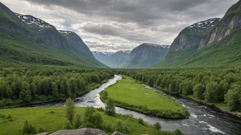 Et fredelig bilde av Bognelv-elven som flyter gjennom norsk villmark.